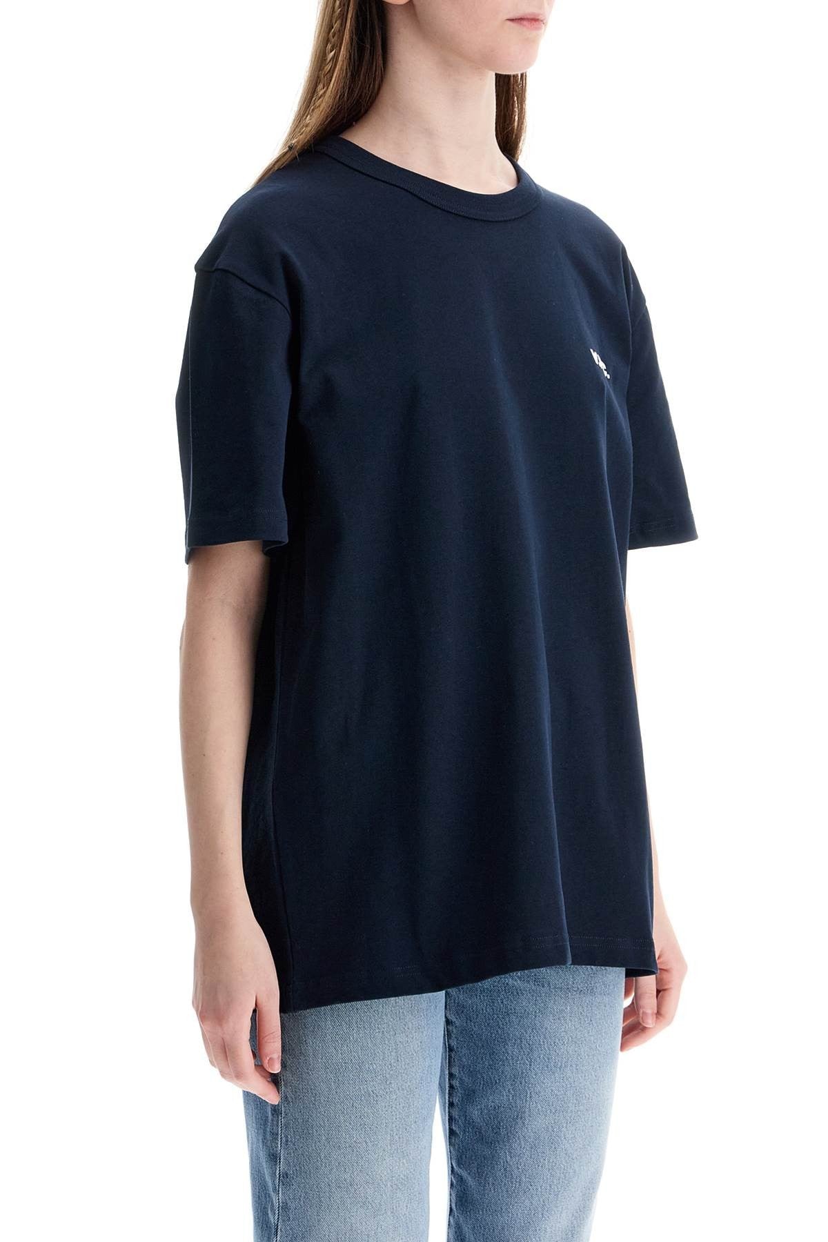 t-shirt in cotone biologico blu scuro con logo ricamato