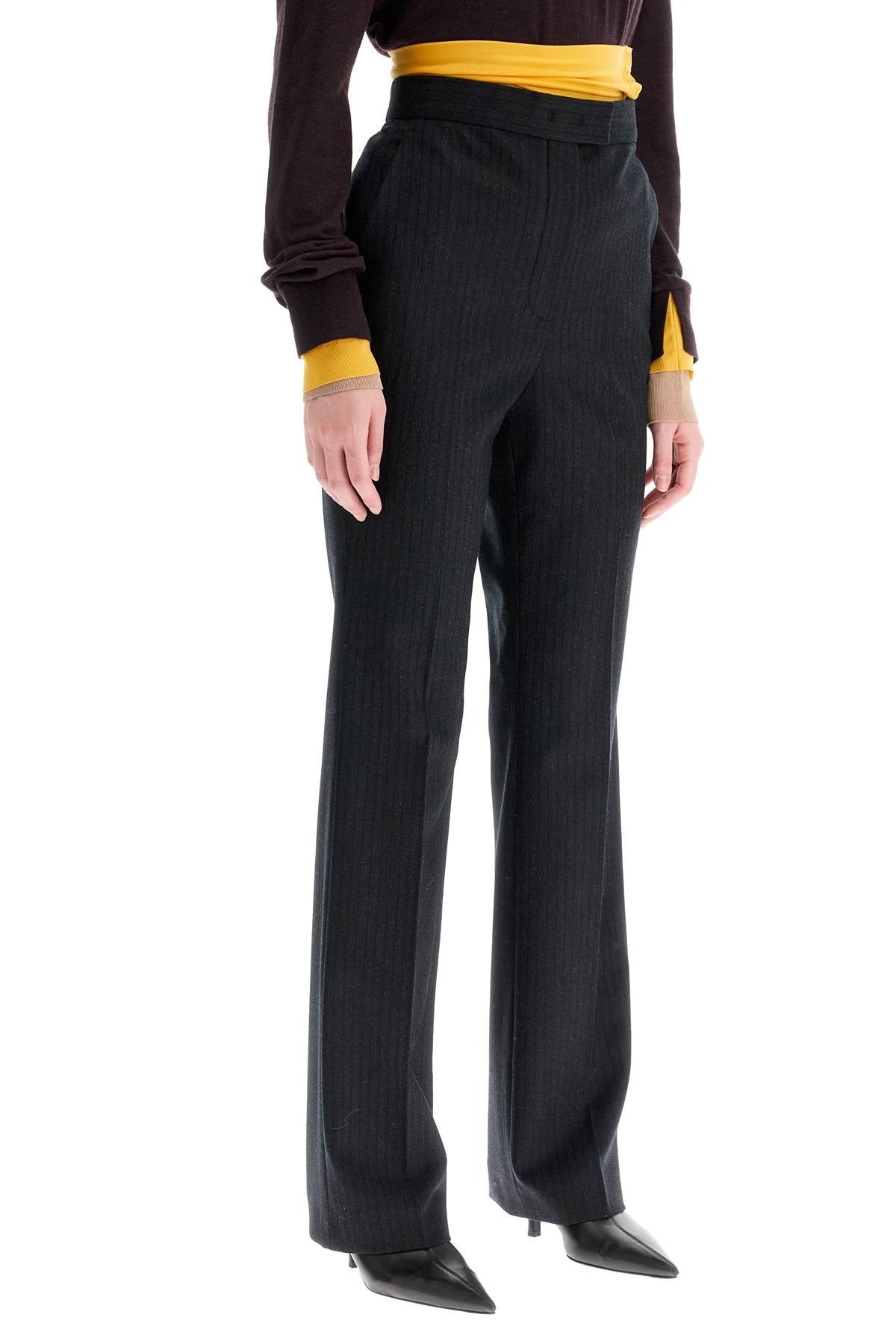 tailored wool pinstripe trousers