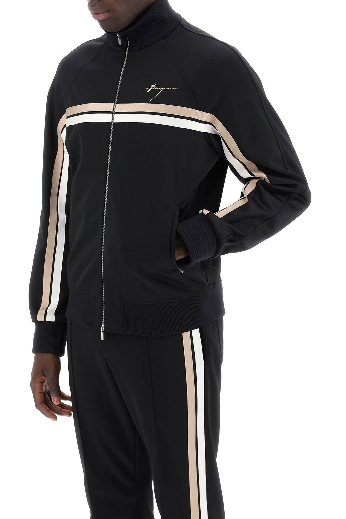 'track sweatshirt with two-tone