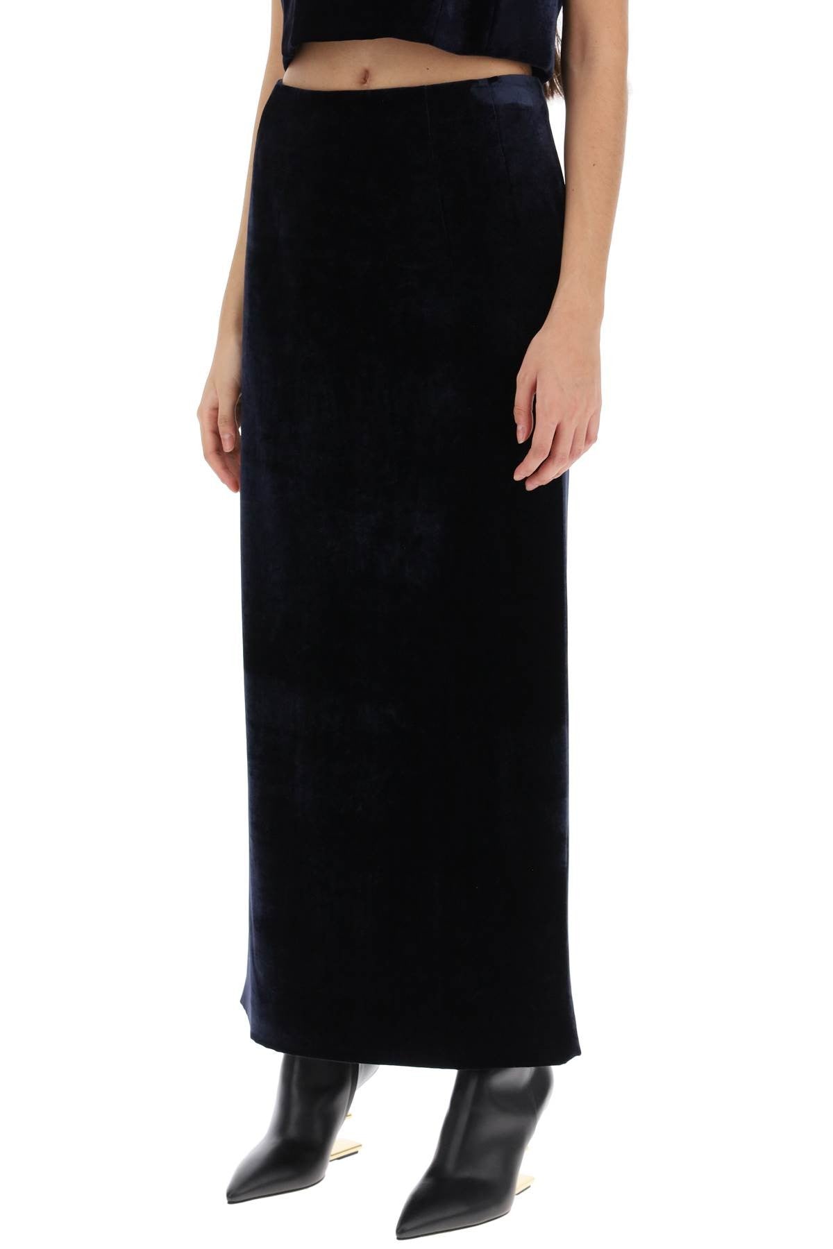 velvet maxi skirt