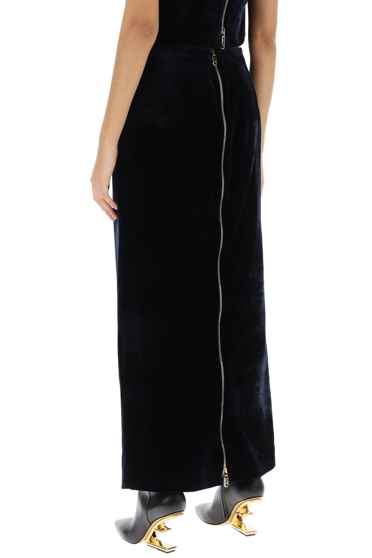 velvet maxi skirt