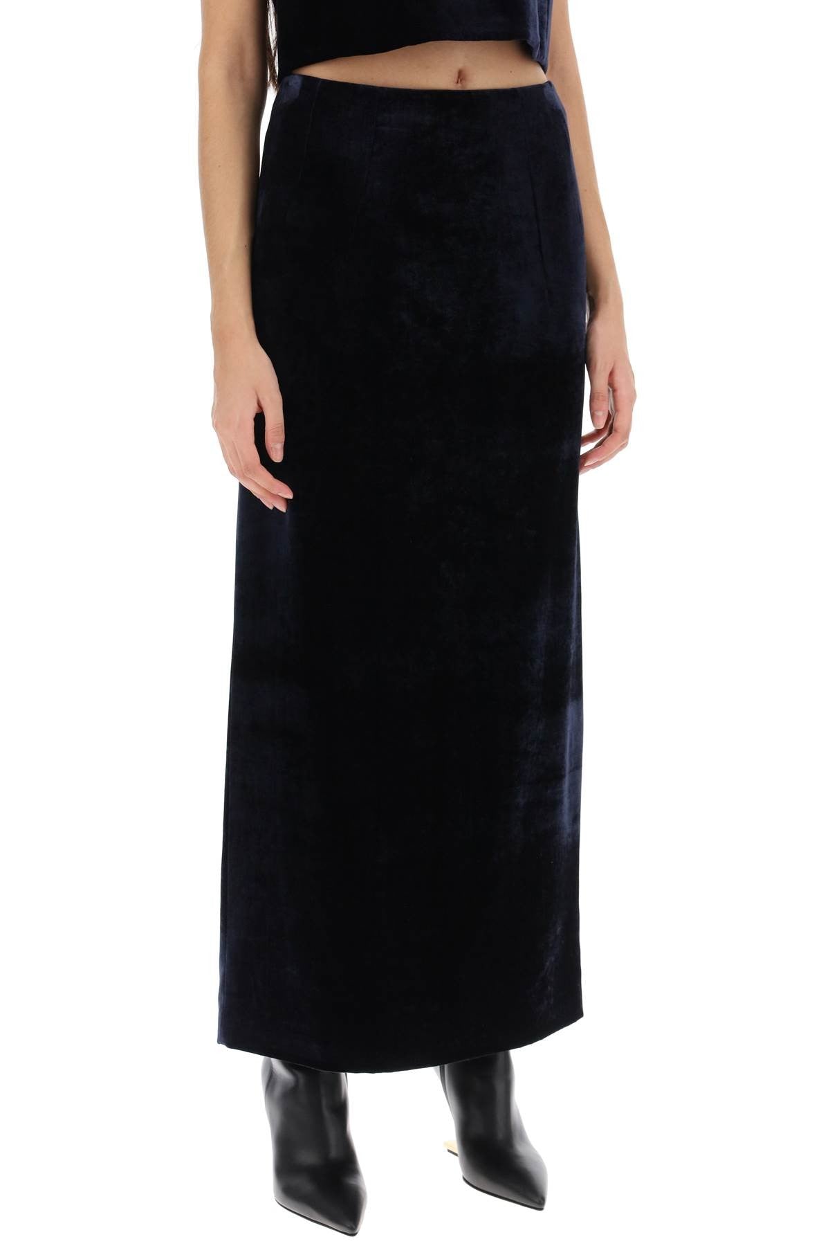 velvet maxi skirt