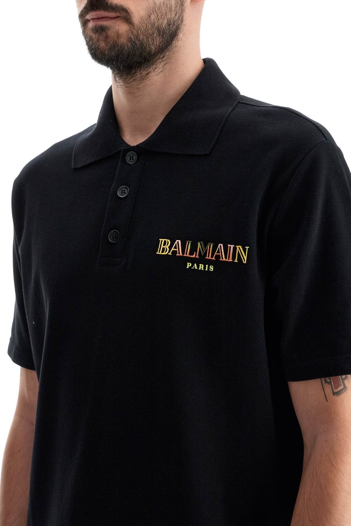 "vintage balmain embroidered polo shirt