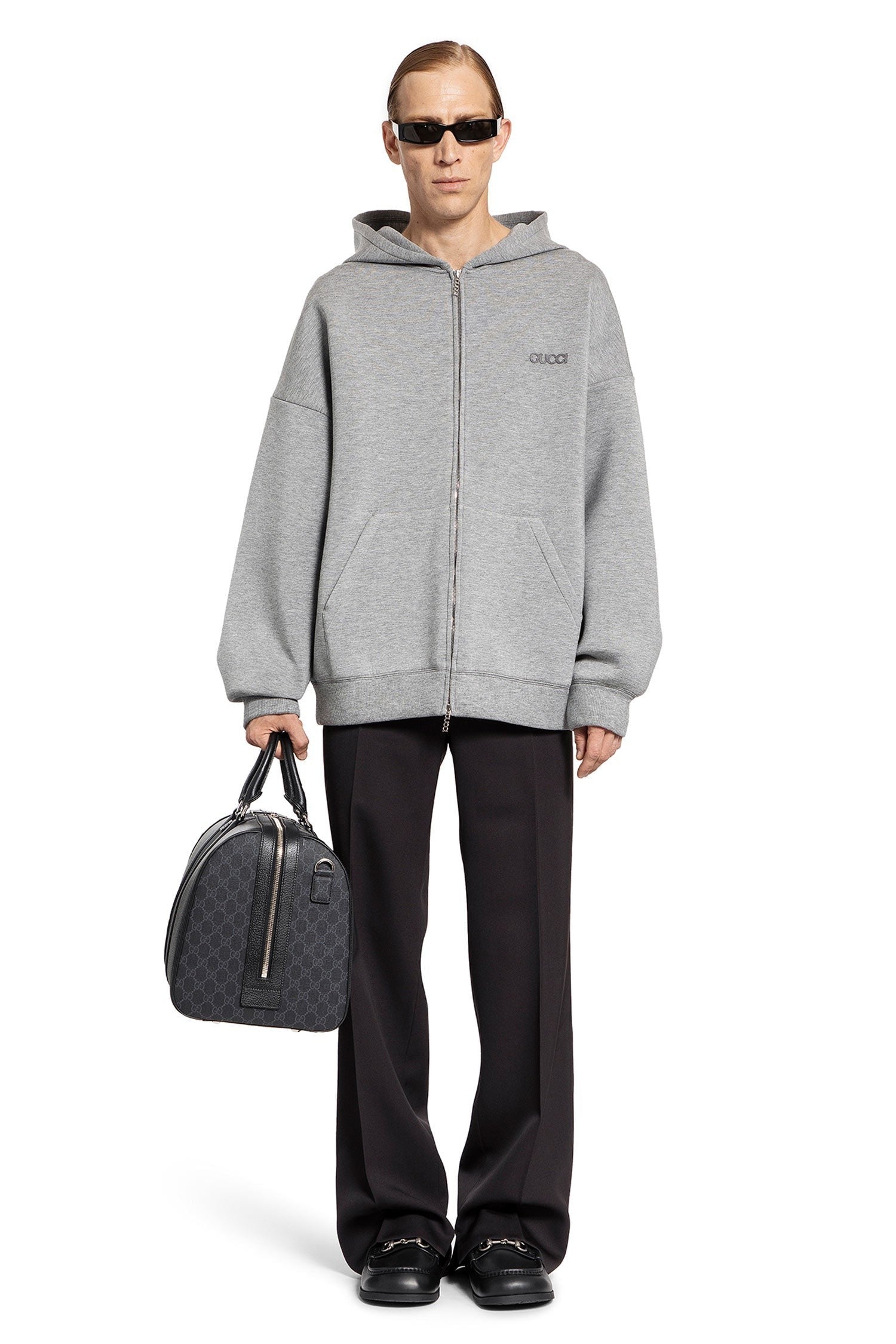 Viscose Jersey Zip-Up Logo Hoodie