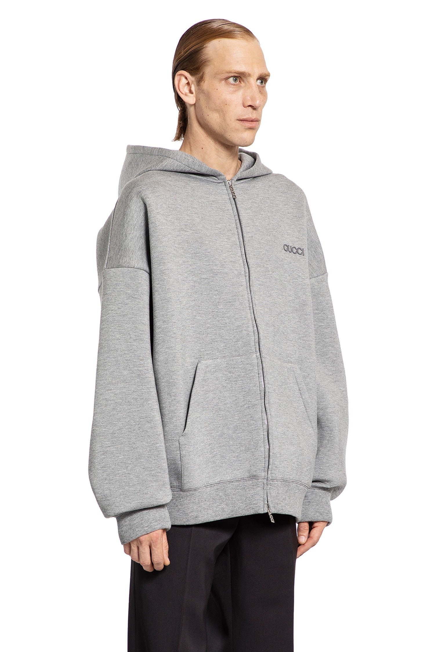 Viscose Jersey Zip-Up Logo Hoodie