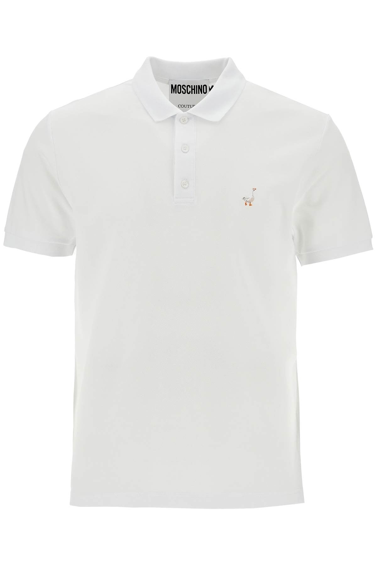 white cotton polo with delicate embroidery