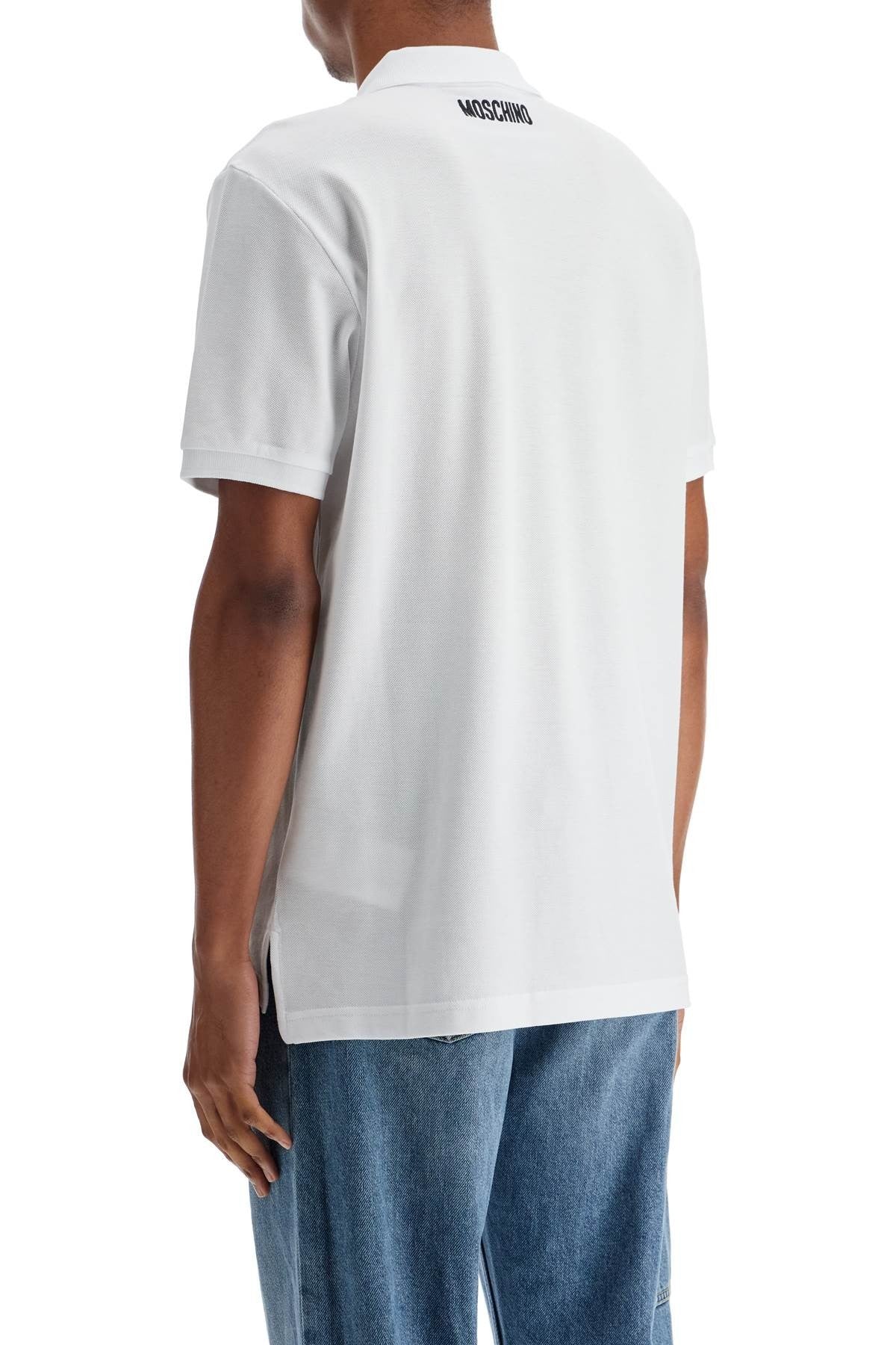white cotton polo with delicate embroidery