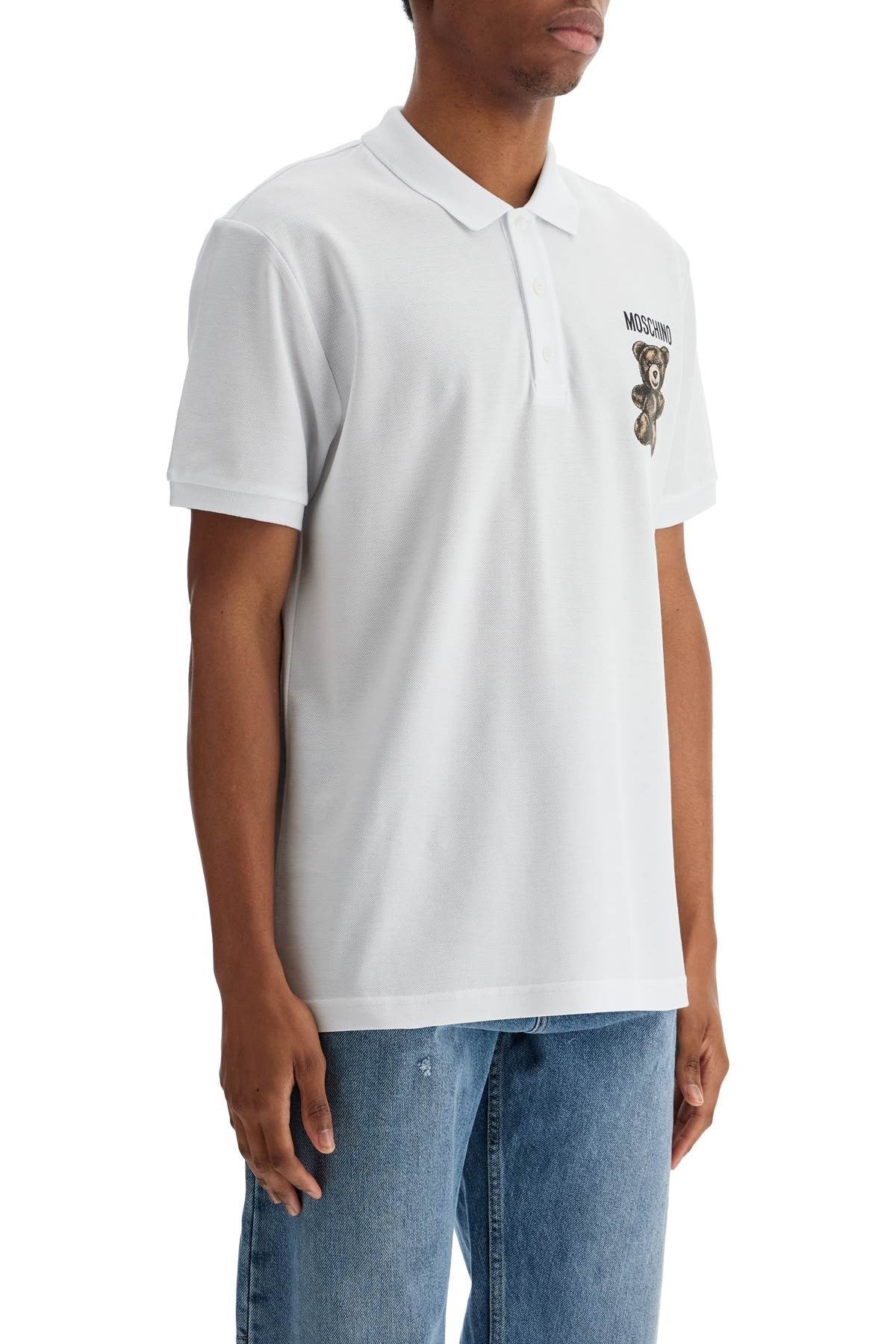 white cotton polo with embroidered logo
