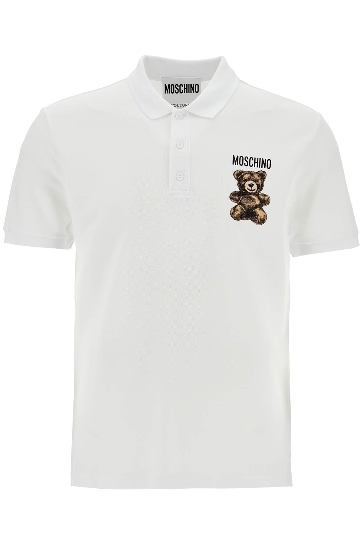 white cotton polo with embroidered logo