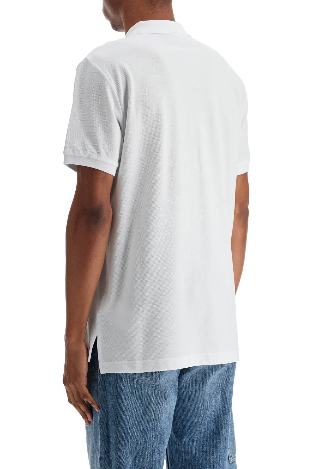white cotton polo with embroidered logo
