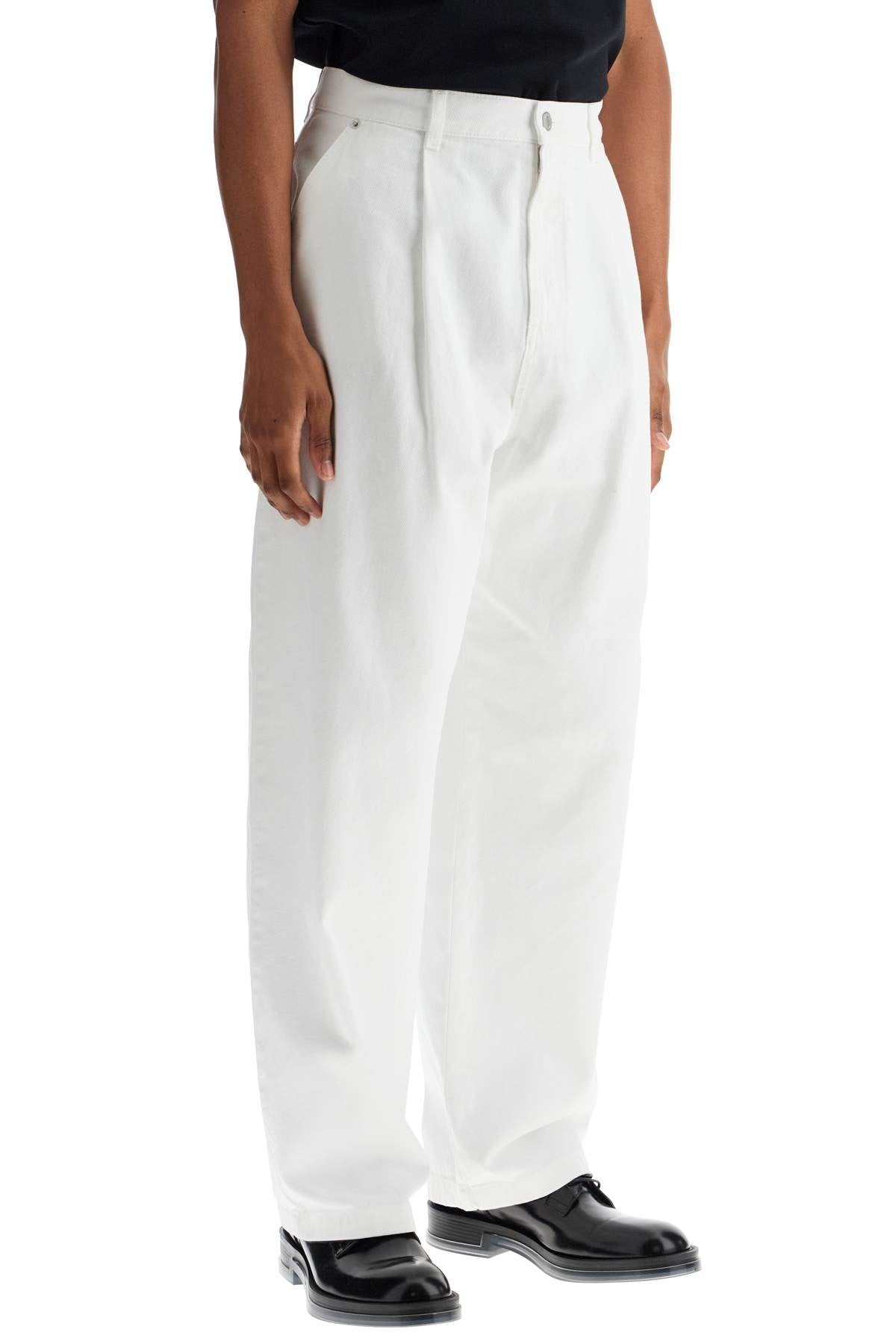 white cotton wide leg trousers