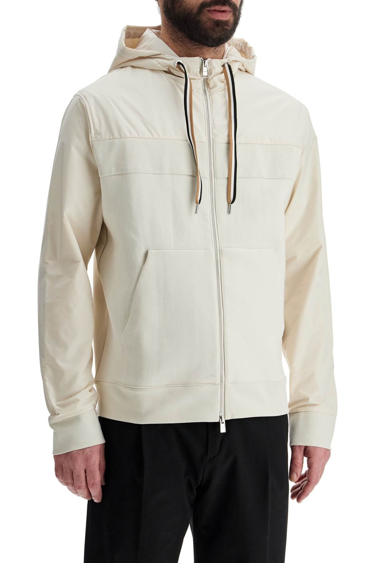 white slim fit zip-up hoodie