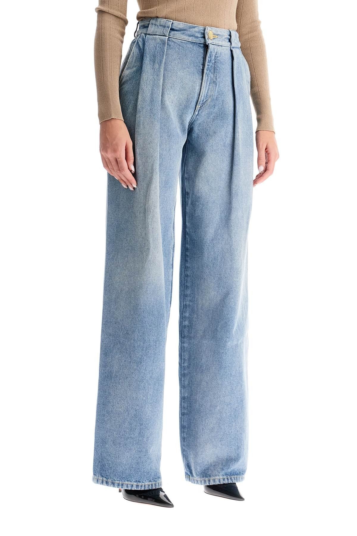 wide leg jeans with pleats