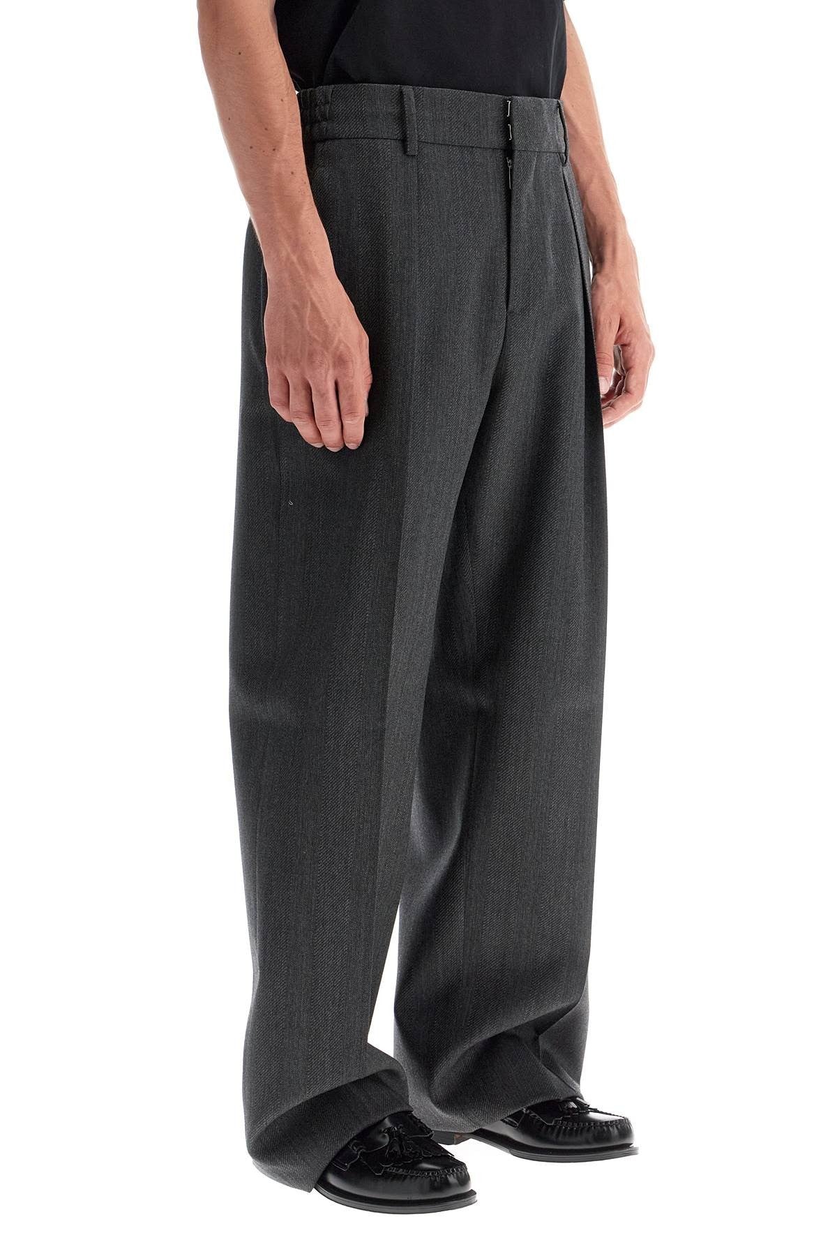 wide woolen checked trousers