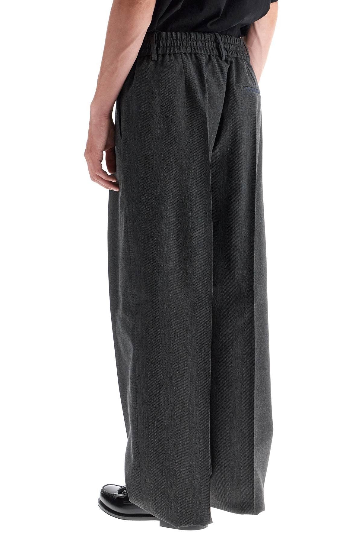 wide woolen checked trousers