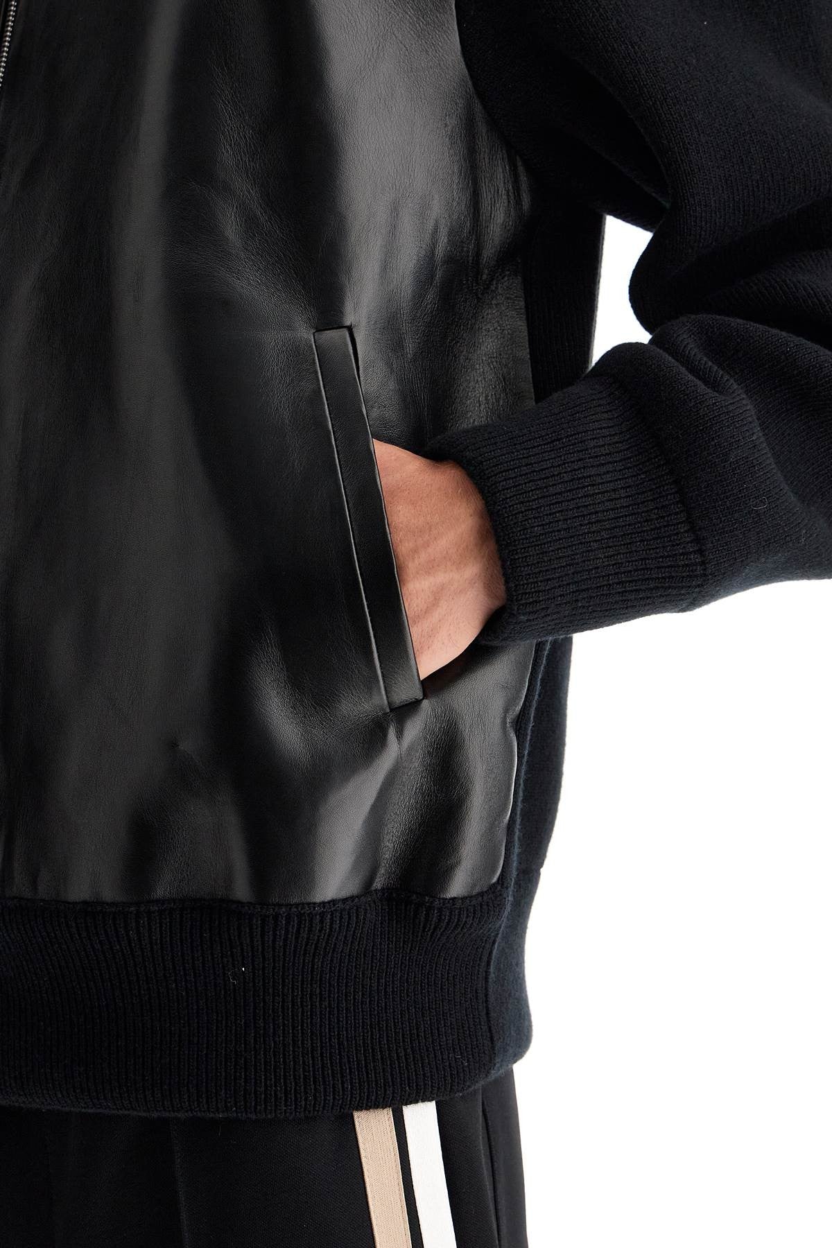 wool and leather cardigan