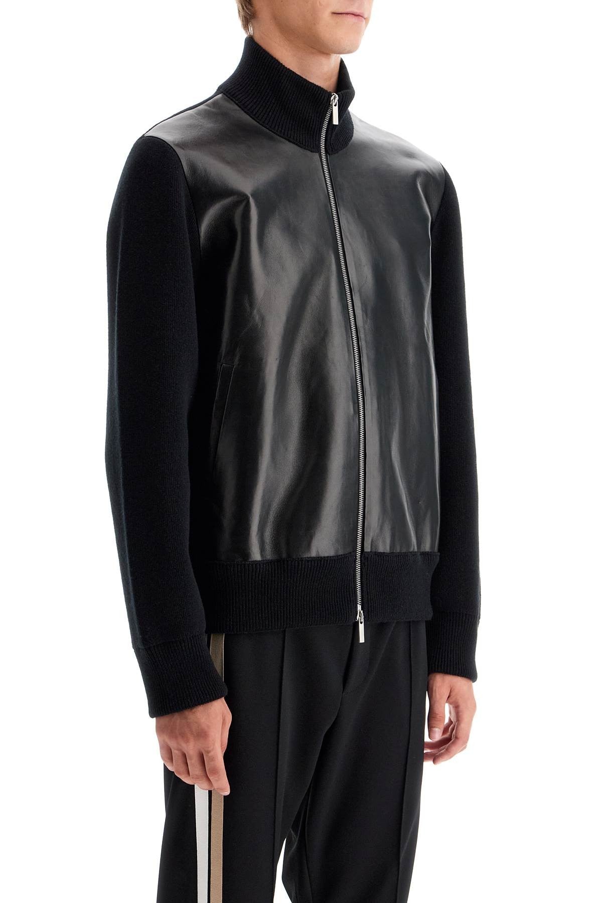 wool and leather cardigan