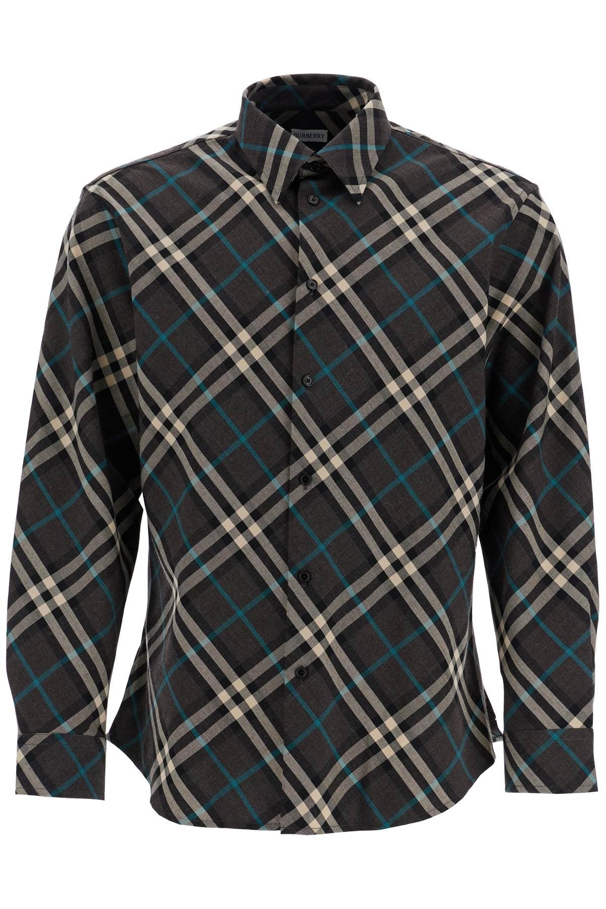 Wool Blend Shirt With Check Pattern