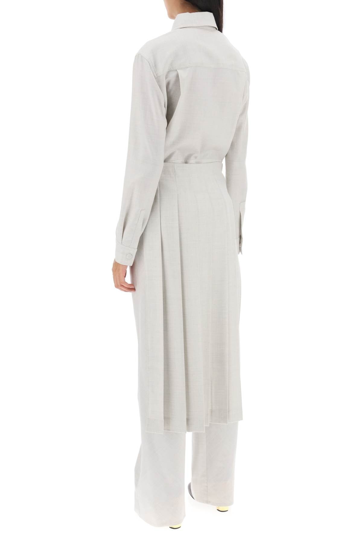wool jumpsuit with pleated panels