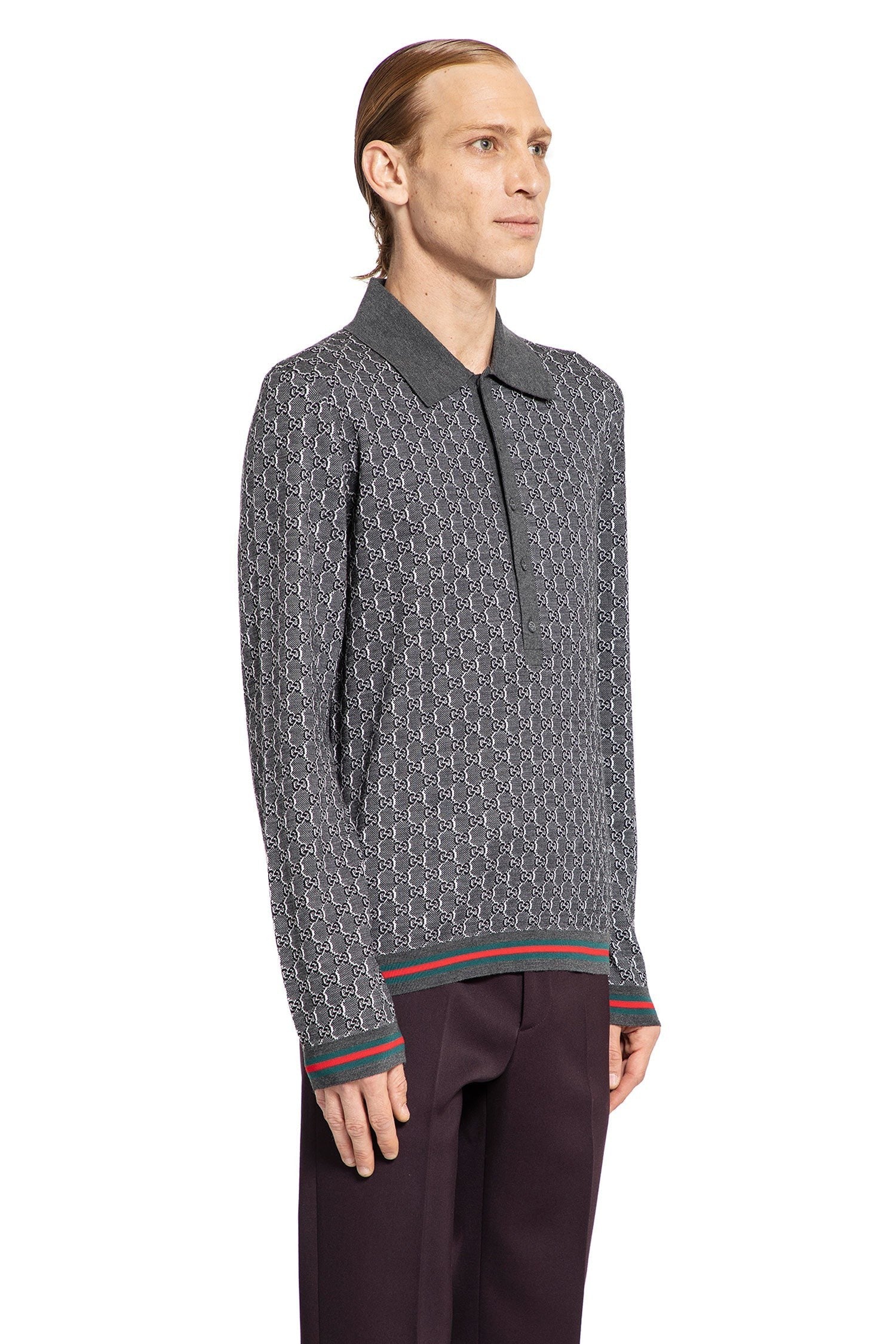 Wool Silk Gg Shadow Polo Shirt