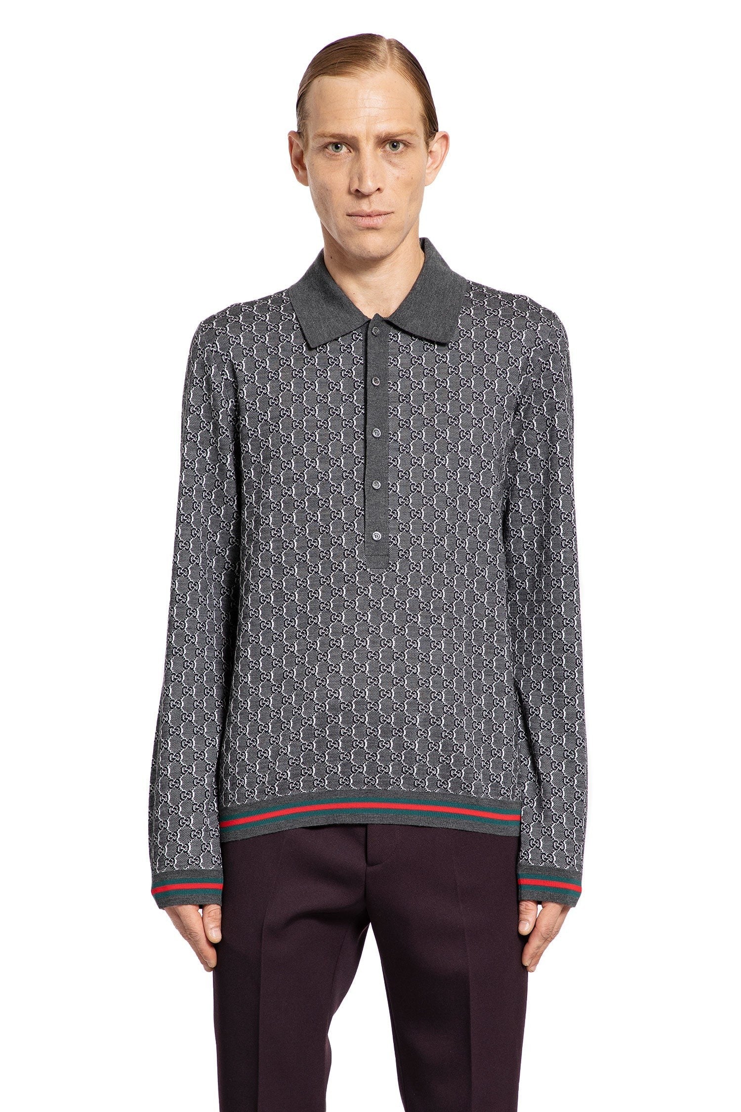 Wool Silk Gg Shadow Polo Shirt