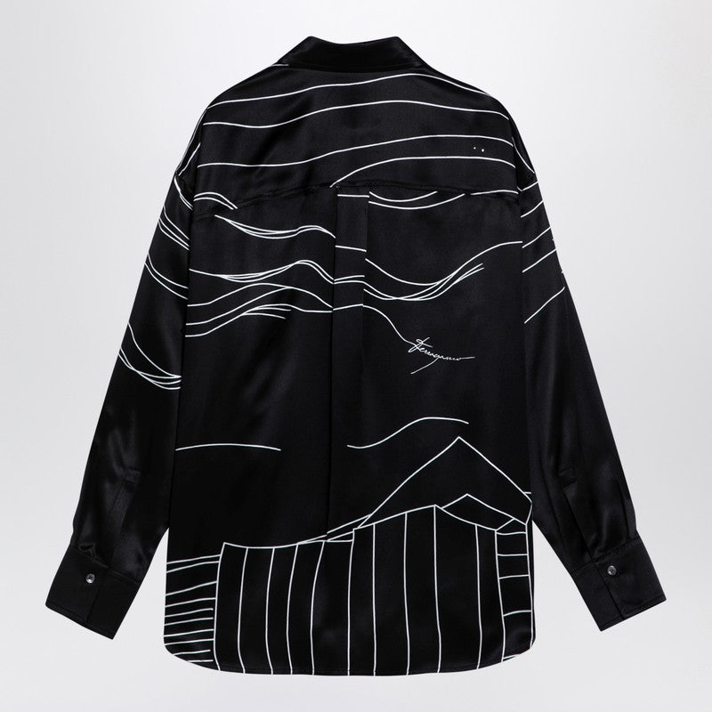 Ferragamo Black silk satin shirt