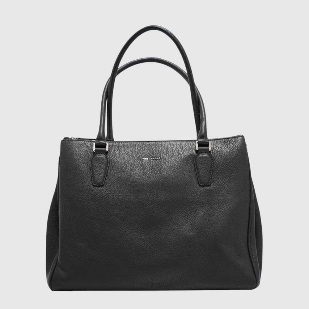 The Trend Greta Leather Briefcase — Black