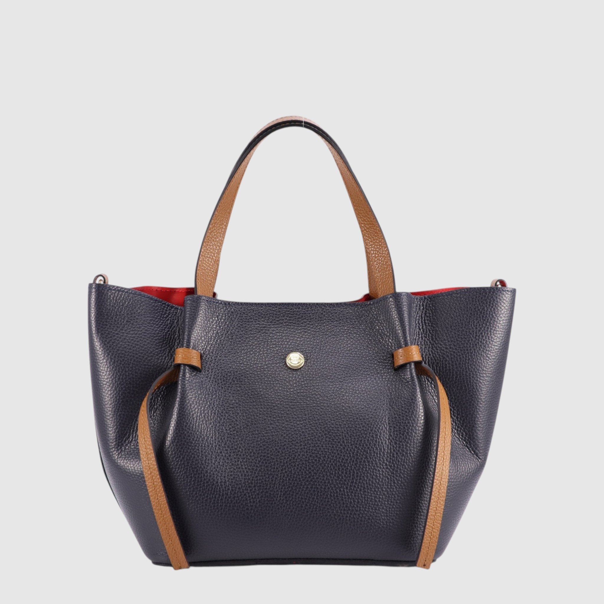 The Trend Nobile Tote Leather Bag — Black / Brown, Brandy