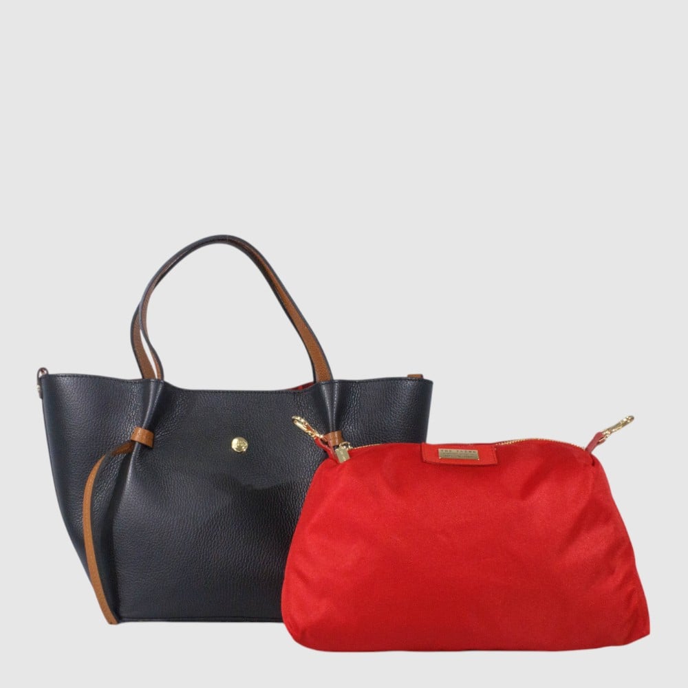 The Trend Nobile Tote Leather Bag — Black / Brown, Brandy