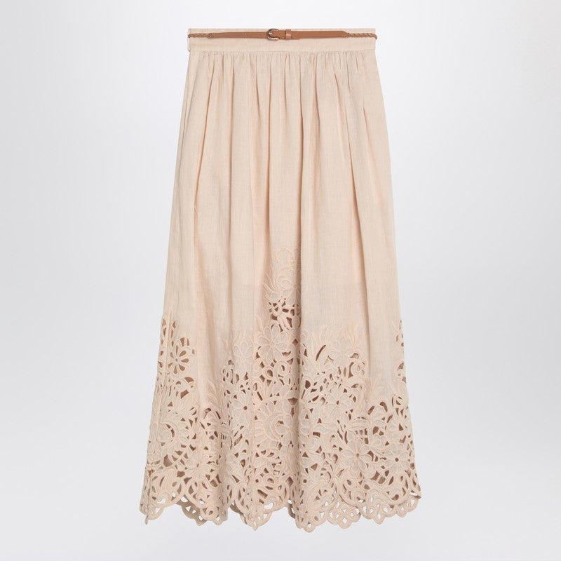 ZIMMERMANN Wylie cream colored midi skirt