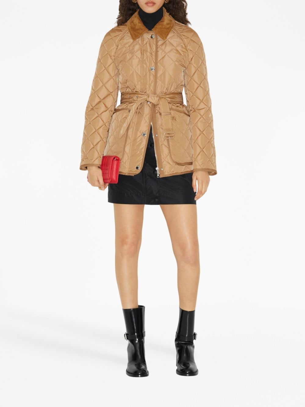 Burberry EKD-embroidered diamond-quilted jacket