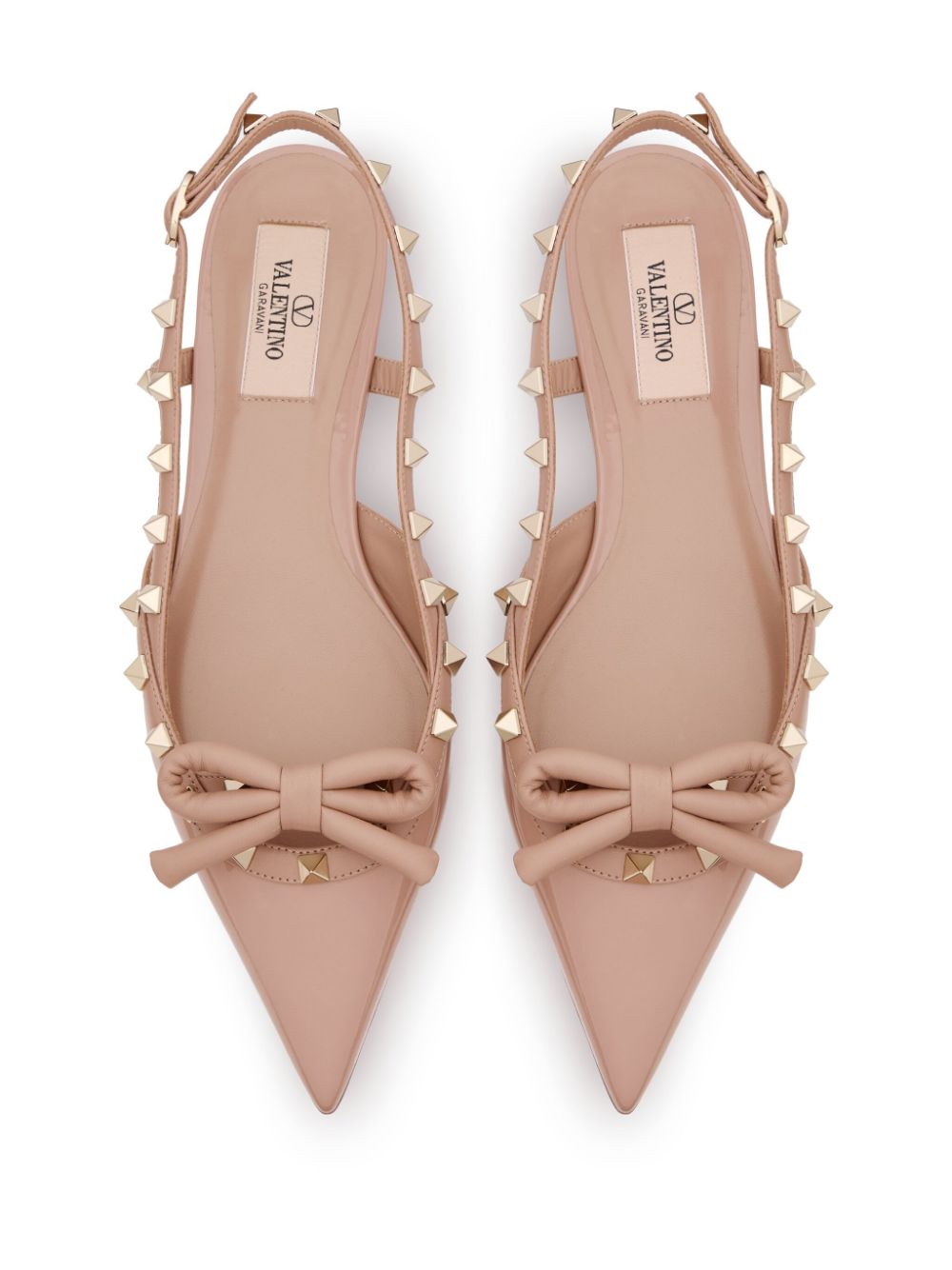 Valentino Garavani Rockstud Bow Slingback Ballerina In Patent Leather