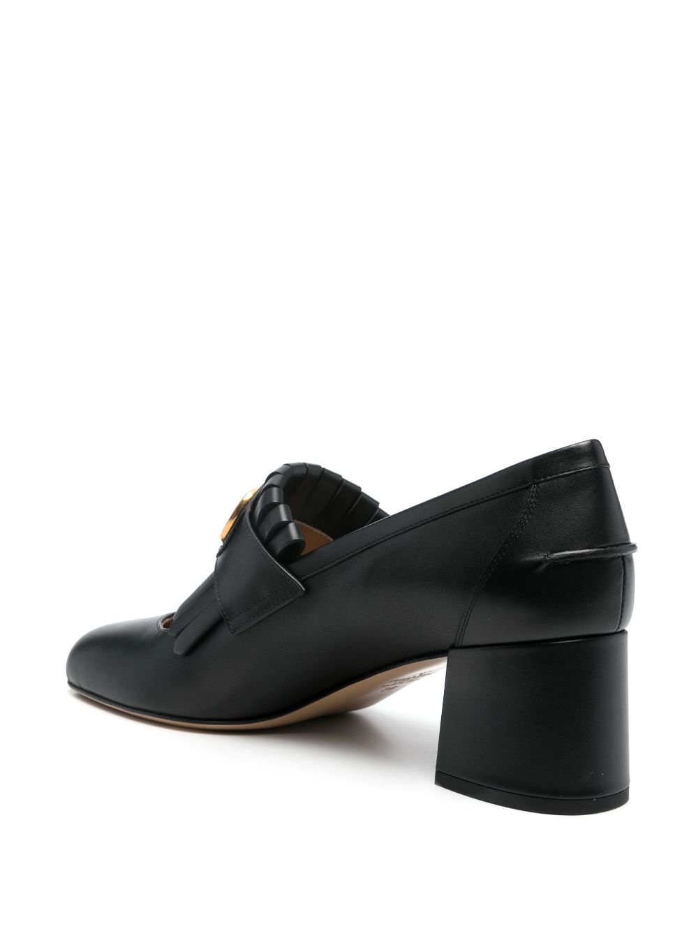 Valentino Garavani Vlogo Signature Calfskin Pumps With Fringes 55mm