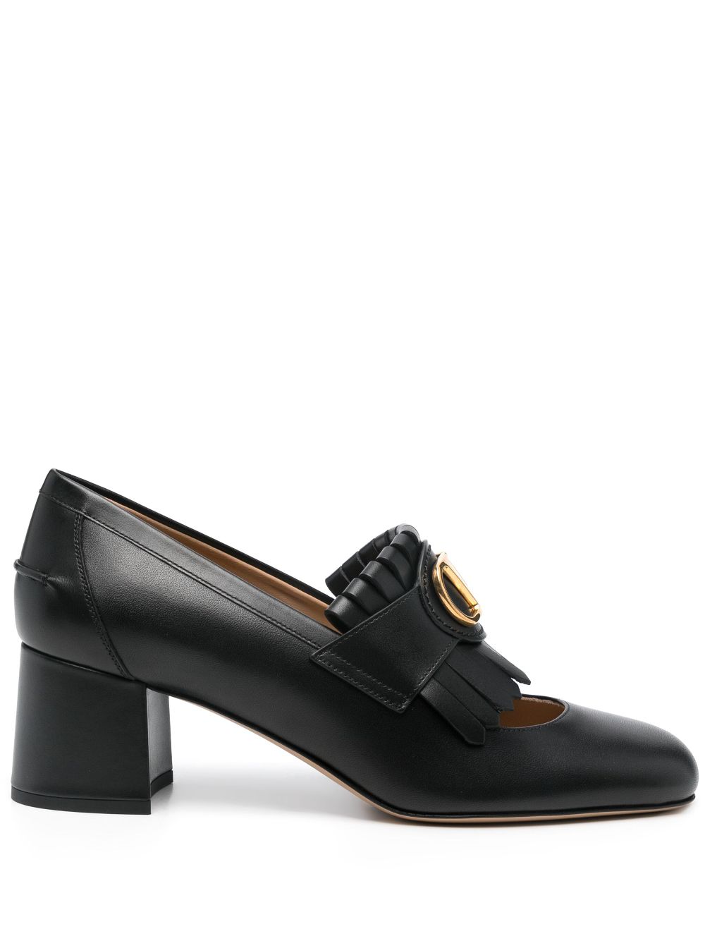 Valentino Garavani Vlogo Signature Calfskin Pumps With Fringes 55mm
