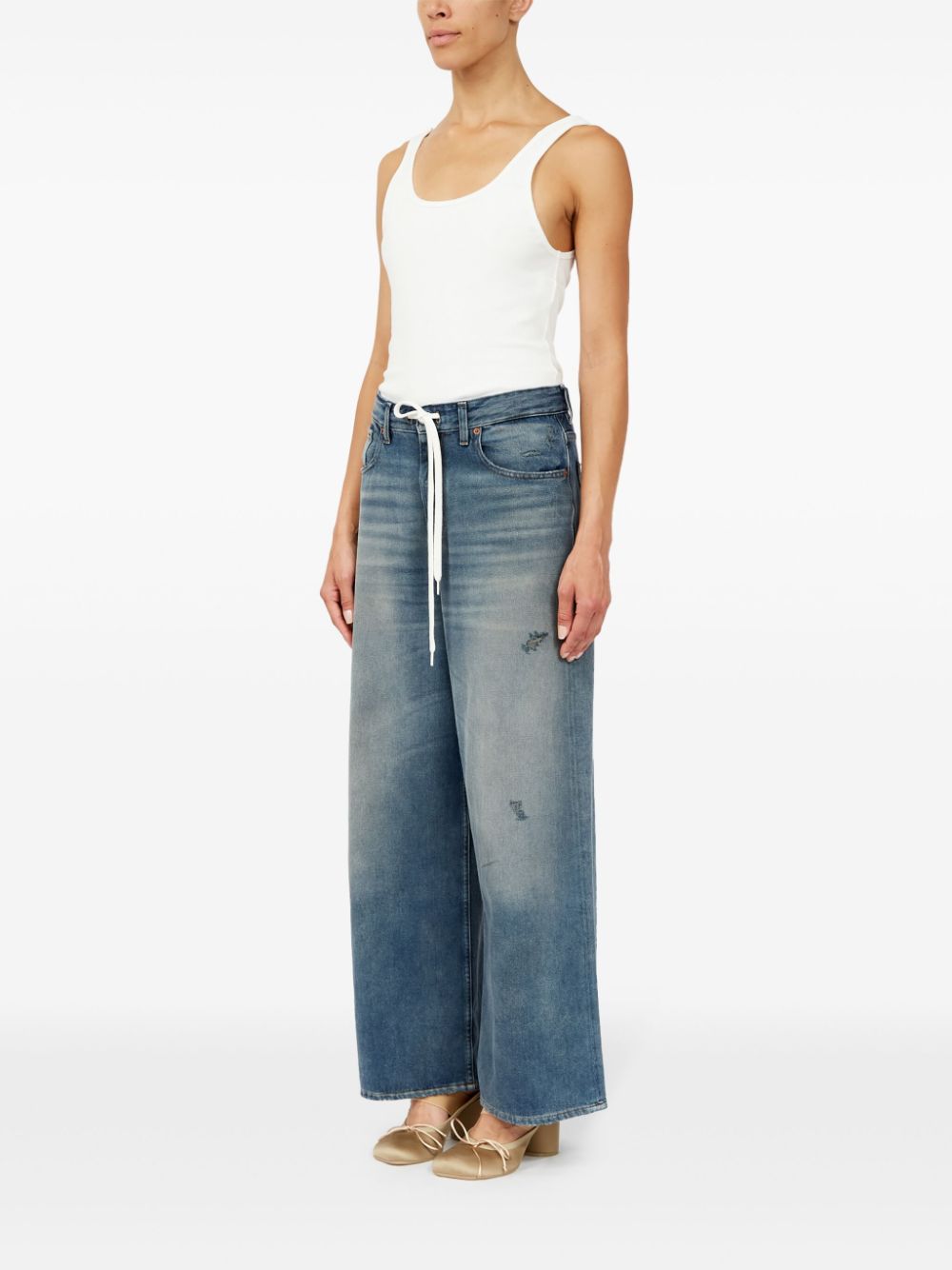 MM6 Maison Margiela Wide Leg Jeans With Drawstring