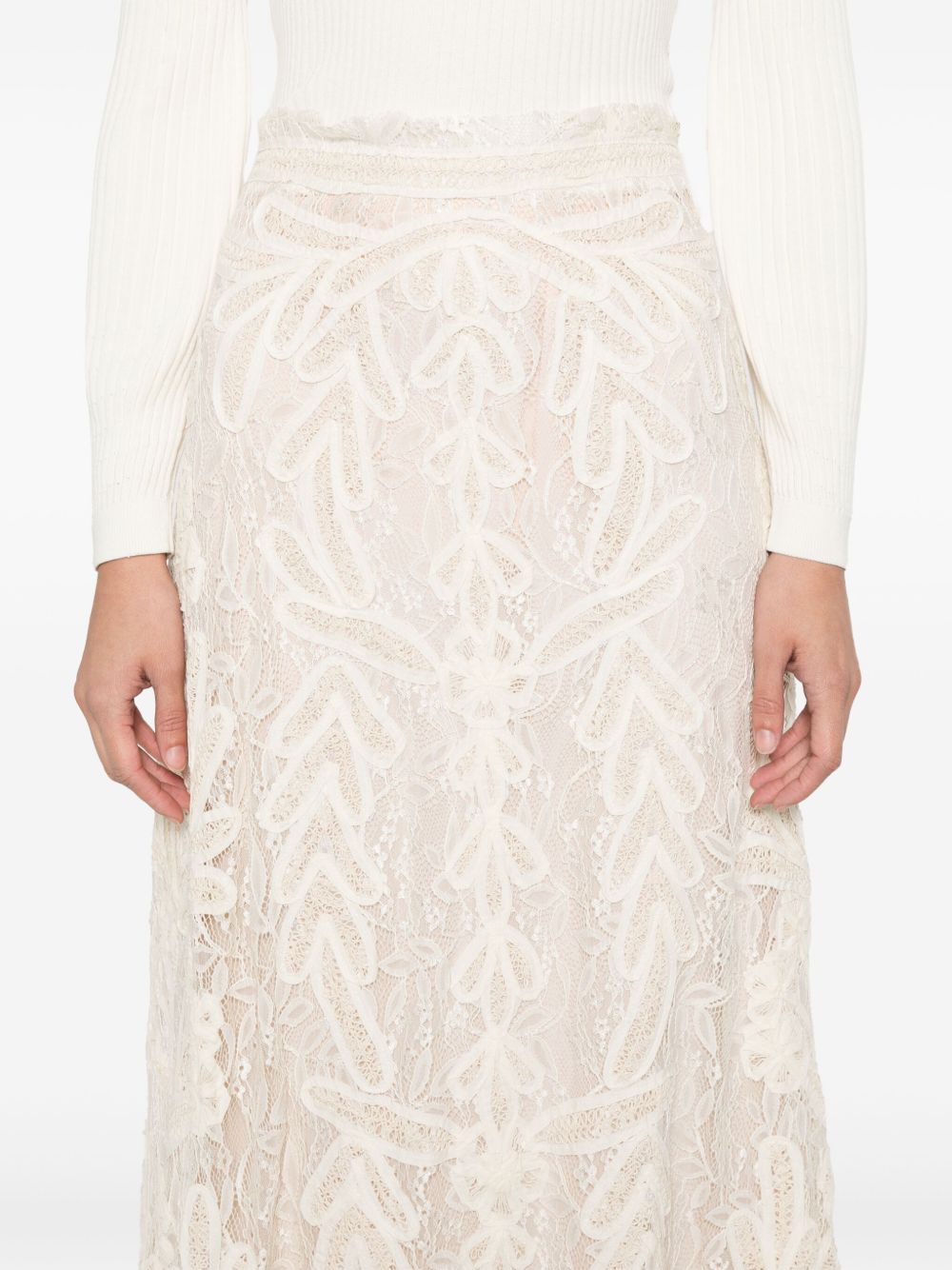 Parosh beige lace long skirt