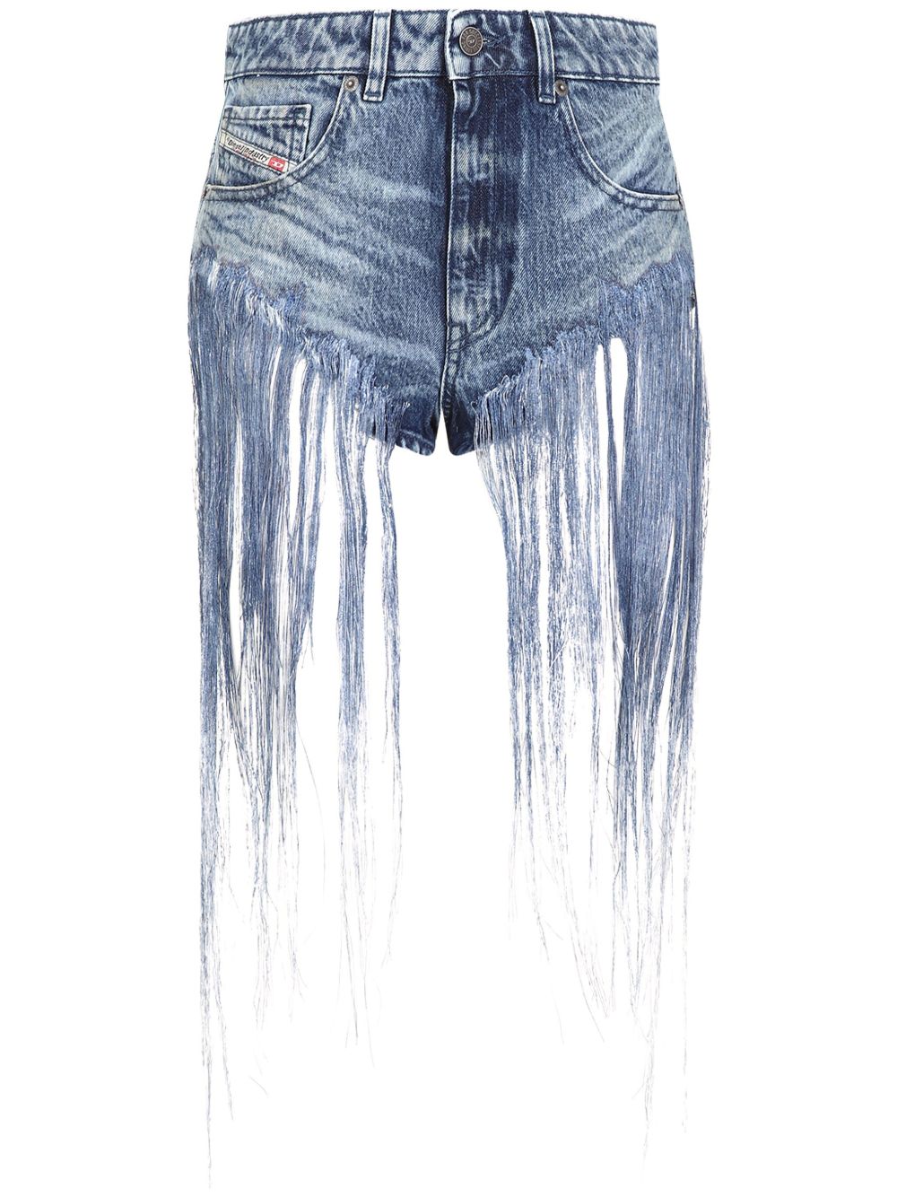 Diesel tassle denim shorts in blue