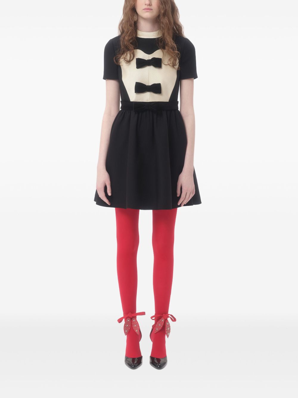 Valentino crepe couture short dress with bows