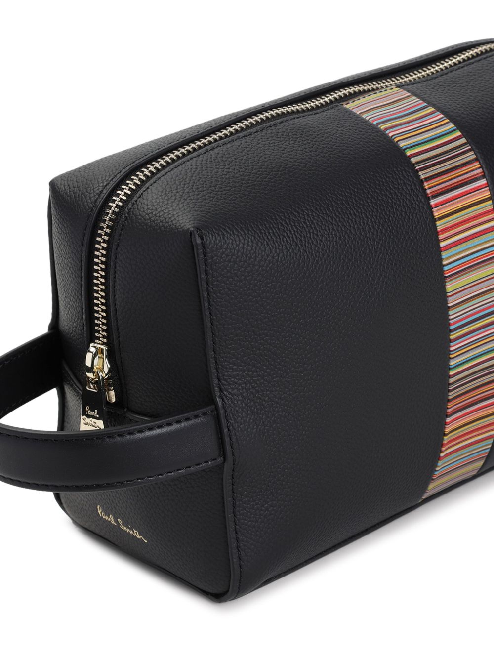 Paul Smith Leather 'Signature Stripe' Trim Wash Bag