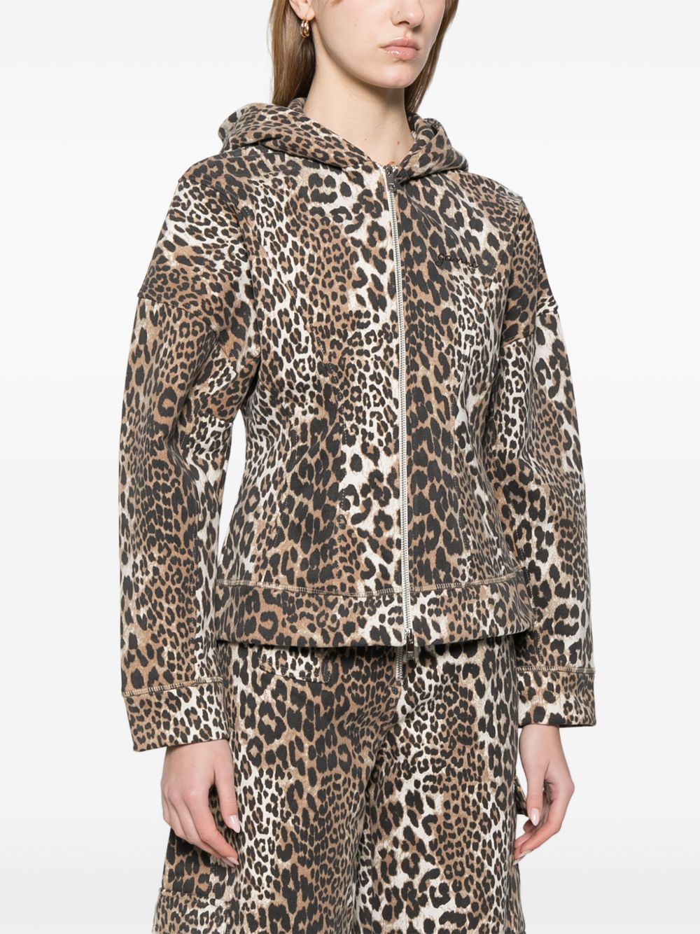 Ganni Leopard print hoodie