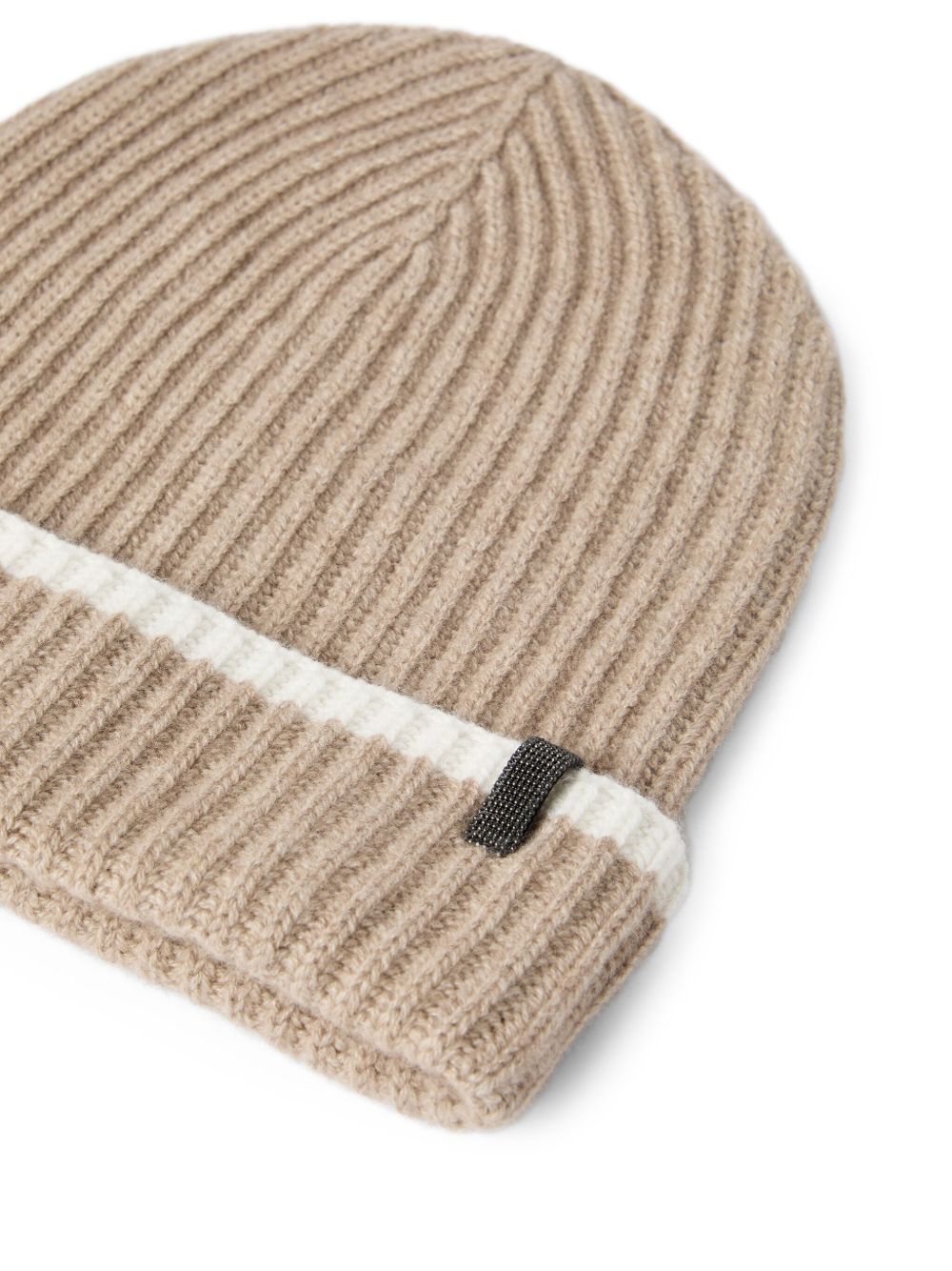 Brunello Cucinelli English rib cashmere knit skullcap with monili