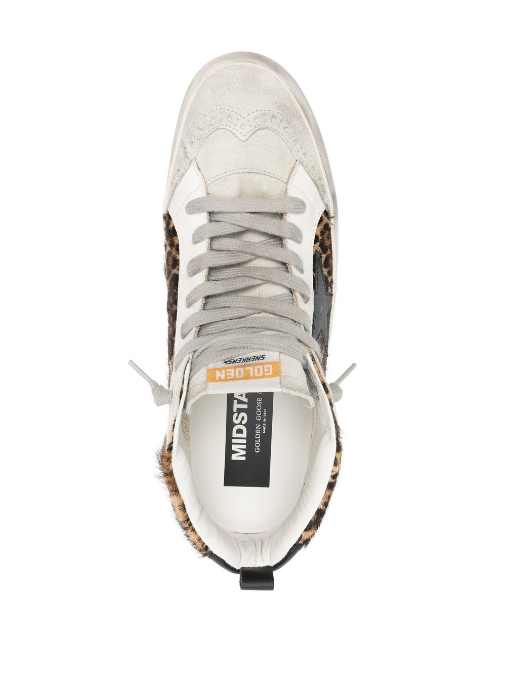 Golden Goose Mid Star Leo ponyskin shoe with star and comma