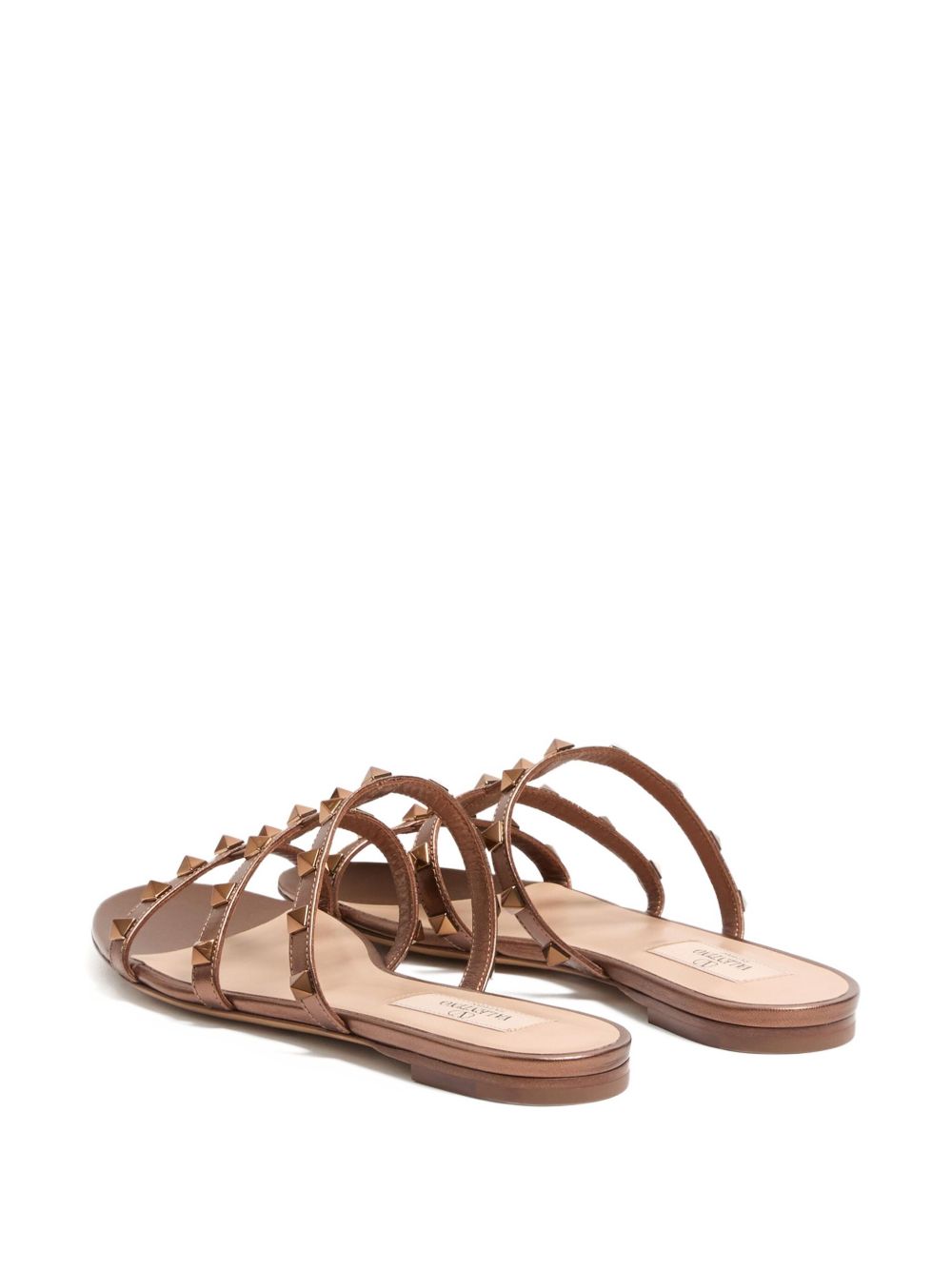 Valentino Garavani Rockstud Low Slide Sandal in Laminated Nappa Leather