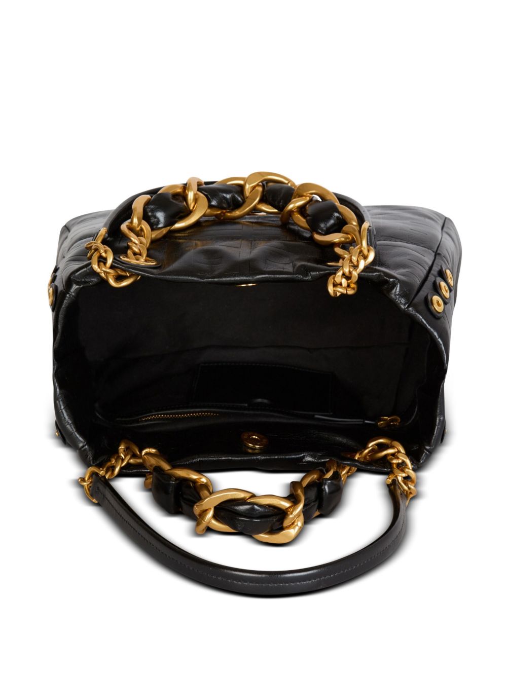 Balmain 1945 Soft PB-monogrammed crinkled small leather tote bag