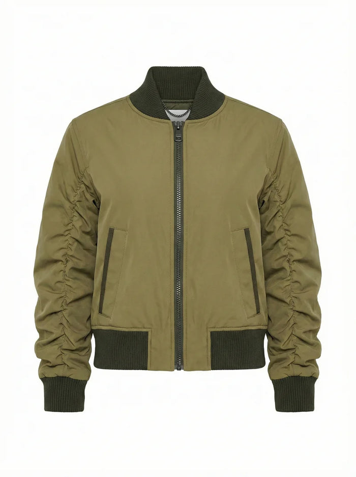 Cierra Bomber Jacket With Shirring Detail