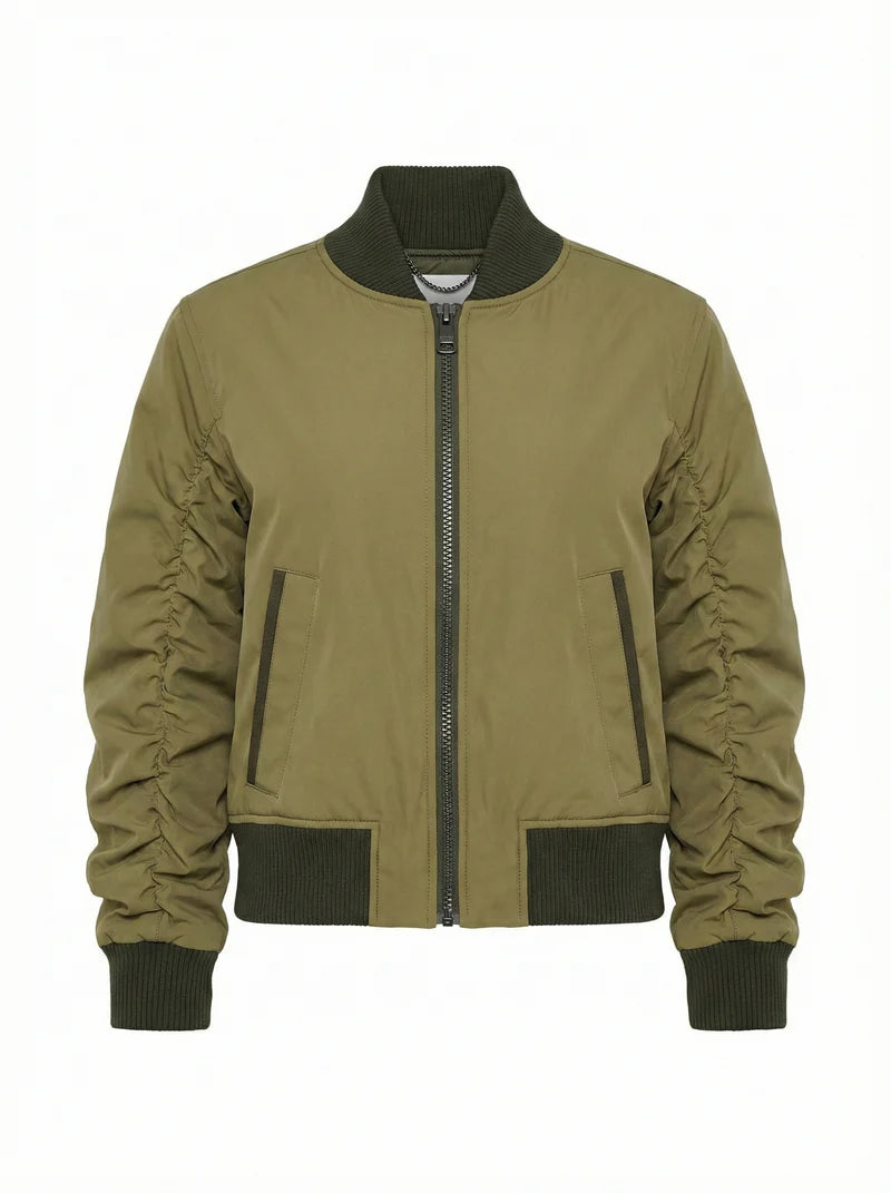 Cierra Bomber Jacket With Shirring Detail