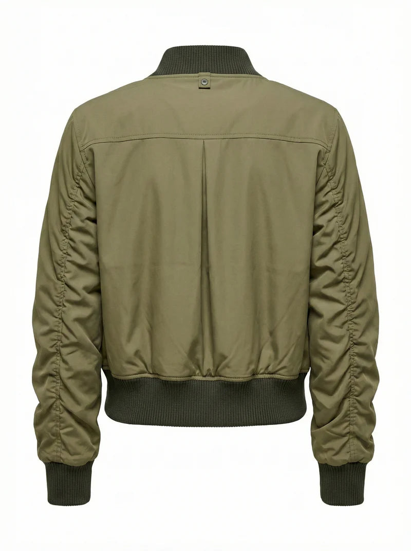 Cierra Bomber Jacket With Shirring Detail