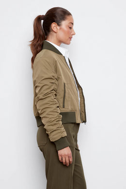 Cierra Bomber Jacket With Shirring Detail