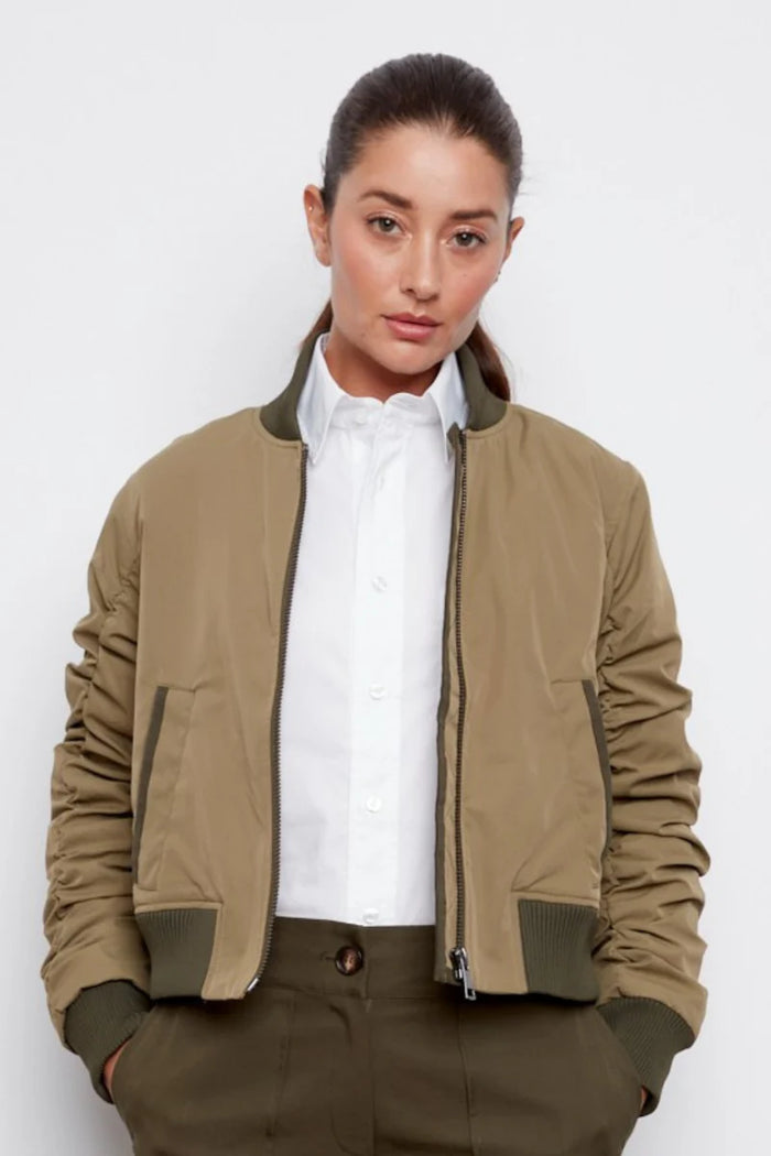 Cierra Bomber Jacket With Shirring Detail