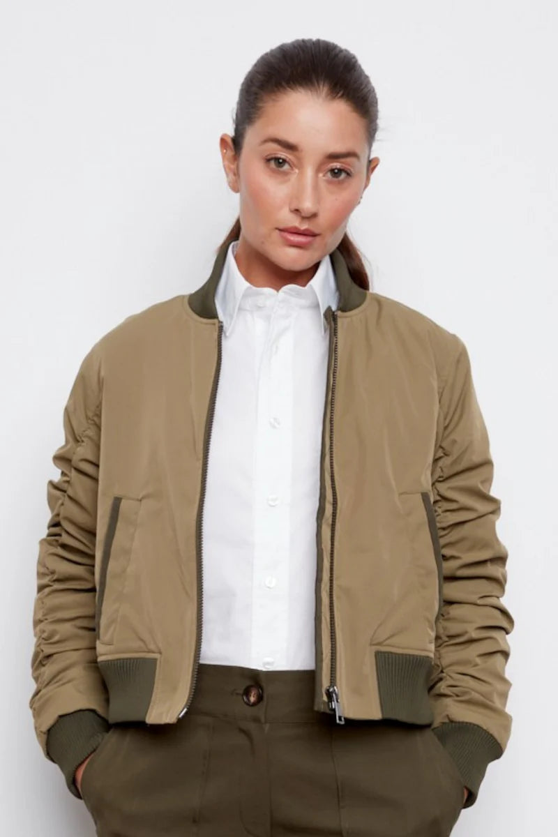 Cierra Bomber Jacket With Shirring Detail